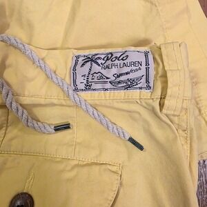 Vtg 90s Polo Ralph Lauren Shorts Yellow Beach Palm Tree Mens‎